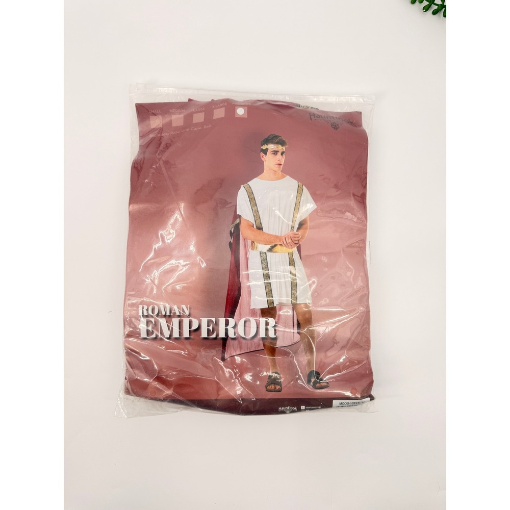 Hauntlook Roman Emperor Costume Mens XXL White Red Toga Halloween Party Caesar